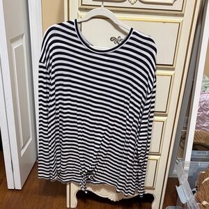 Striped Navy and White Women's Top